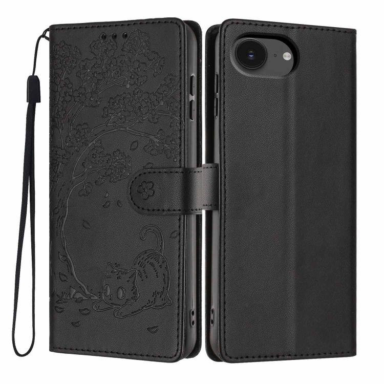 Custodia per telefono in ecopelle con stampa a rilievo di gatto sugli alberi, For iPhone 17e / 16e, For iPhone 17 Pro Max, For iPhone 17 Pro