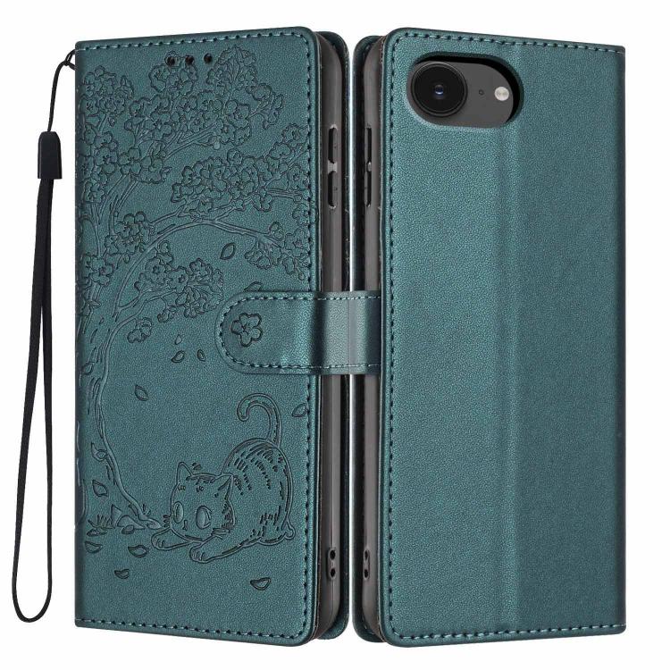 Custodia per telefono in ecopelle con stampa a rilievo di gatto sugli alberi, For iPhone 17e / 16e, For iPhone 17 Pro Max, For iPhone 17 Pro