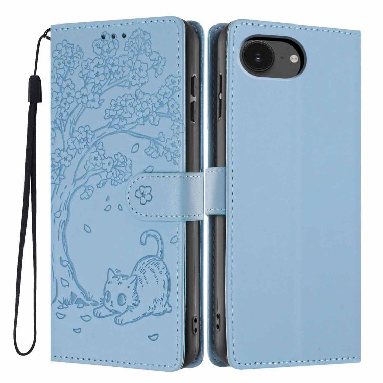 Custodia per telefono in ecopelle con stampa a rilievo di gatto sugli alberi, For iPhone 17e / 16e, For iPhone 17 Pro Max, For iPhone 17 Pro