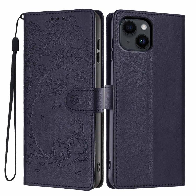 Custodia per telefono in ecopelle con stampa a rilievo di gatto sugli alberi, For iPhone 12 / 12 Pro, For iPhone 11 Pro Max, For iPhone 11