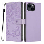 Custodia per telefono in ecopelle con stampa a rilievo di gatto sugli alberi, For iPhone 12 / 12 Pro, For iPhone 11 Pro Max, For iPhone 11