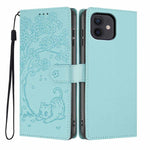 Custodia per telefono in ecopelle con stampa a rilievo di gatto sugli alberi, For iPhone 12 / 12 Pro, For iPhone 11 Pro Max, For iPhone 11
