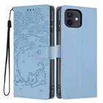 Custodia per telefono in ecopelle con stampa a rilievo di gatto sugli alberi, For iPhone 12 / 12 Pro, For iPhone 11 Pro Max, For iPhone 11