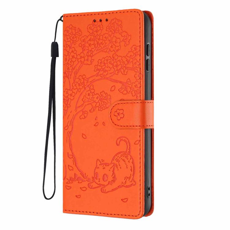 Custodia per telefono in ecopelle con stampa a rilievo di gatto sugli alberi, For iPhone 17e / 16e, For iPhone 17 Pro Max, For iPhone 17 Pro
