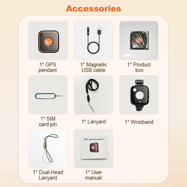 Ciondolo localizzatore GPS SOS 4G con chiamata emergenza