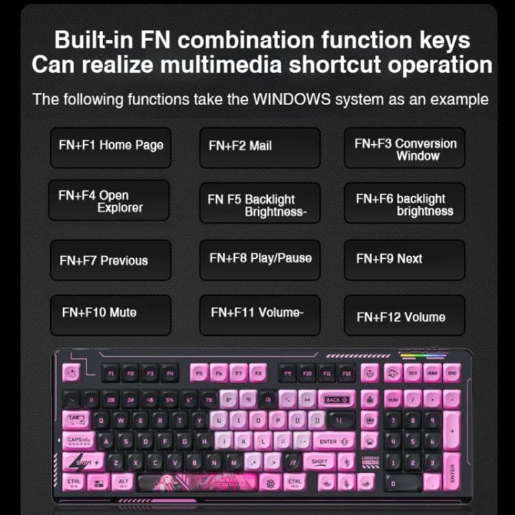 LINGBAO K98 Tastiera Wireless Gaming 101 Tasti