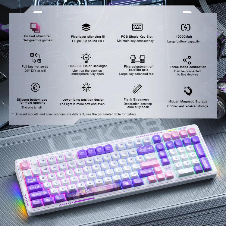 LINGBAO K98 Tastiera Wireless Gaming 101 Tasti