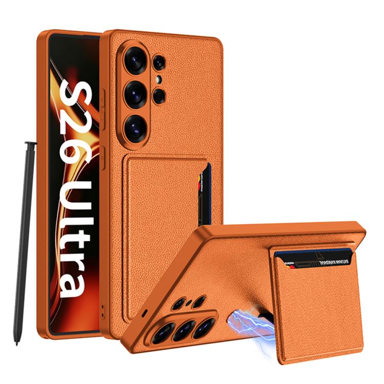 Custodia per Samsung Galaxy S26 Ultra 5G ultra sottile in pelle con supporto