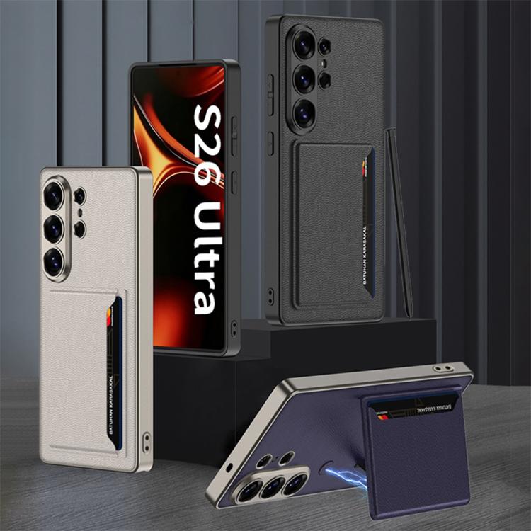 Custodia per Samsung Galaxy S26 Ultra 5G ultra sottile in pelle con supporto
