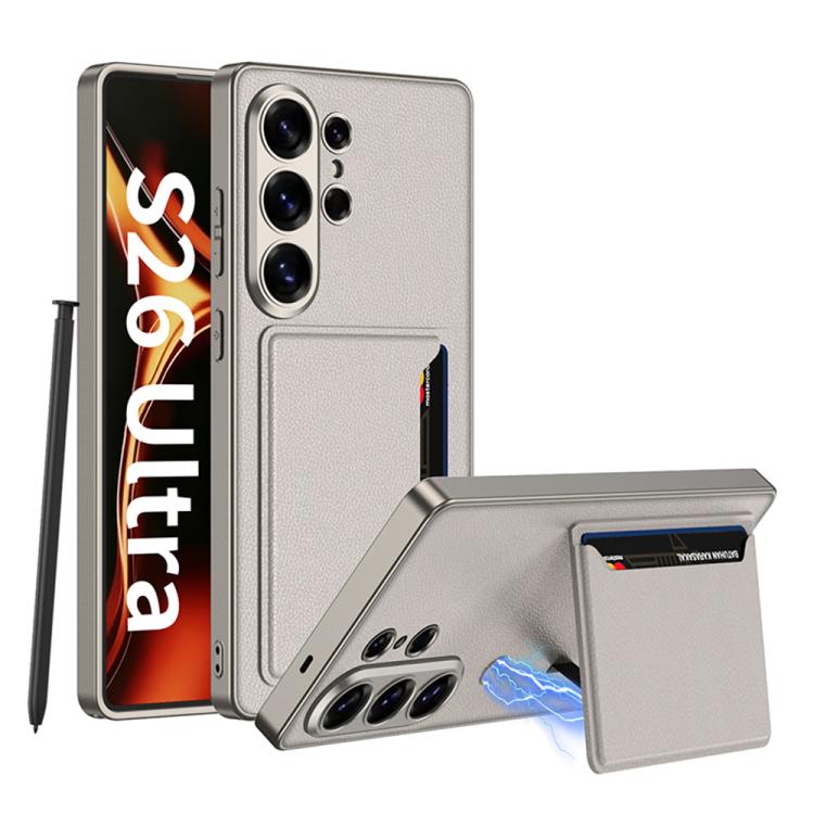 Custodia per Samsung Galaxy S26 Ultra 5G ultra sottile in pelle con supporto