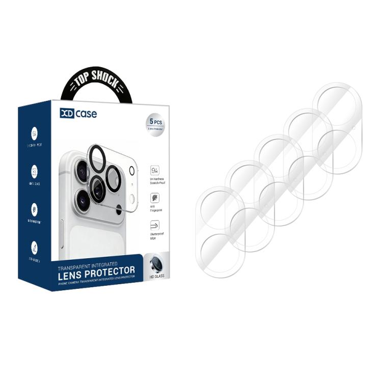 Pellicola protettiva per fotocamera in vetro temperato trasparente integrato XDcase (5 pezzi), For iPhone 17 Pro Max, For iPhone 17 Pro, For iPhone 17, For iPhone Air