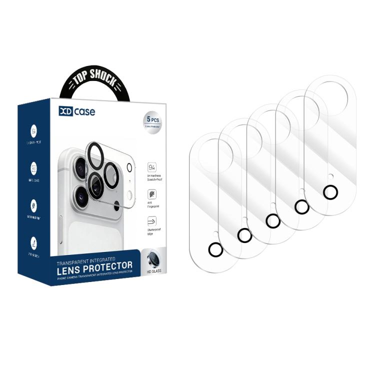 Pellicola protettiva per fotocamera in vetro temperato trasparente integrato XDcase (5 pezzi), For iPhone 17 Pro Max, For iPhone 17 Pro, For iPhone 17, For iPhone Air