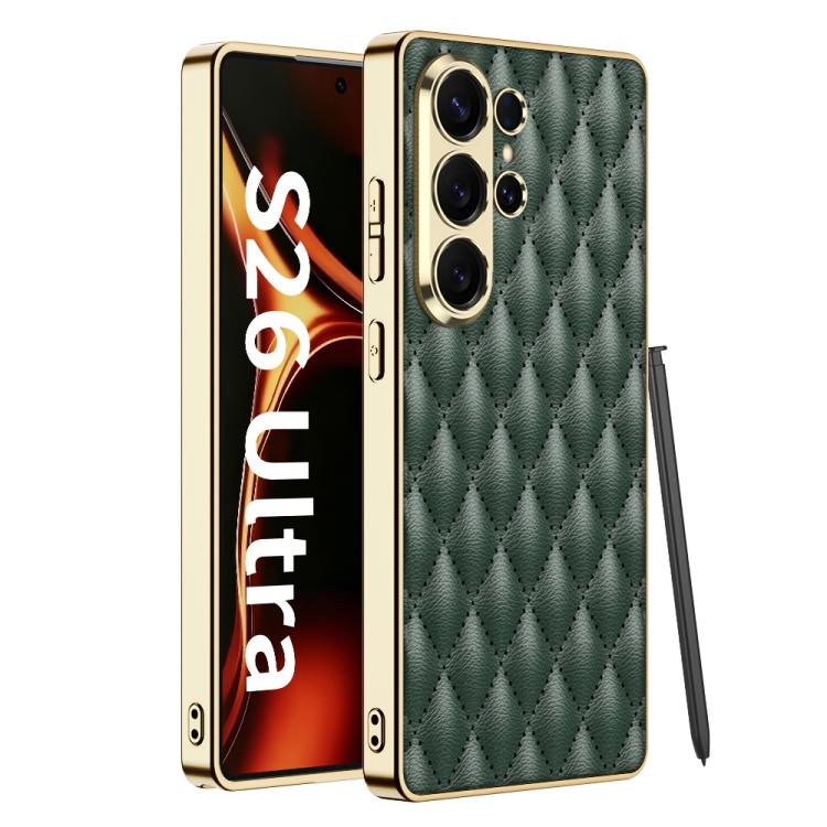 Custodia in pelle con texture a rombi per Samsung Galaxy S26 Ultra 5G