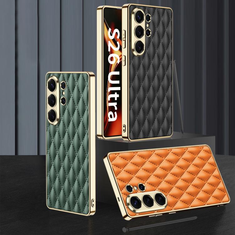 Custodia in pelle con texture a rombi per Samsung Galaxy S26 Ultra 5G