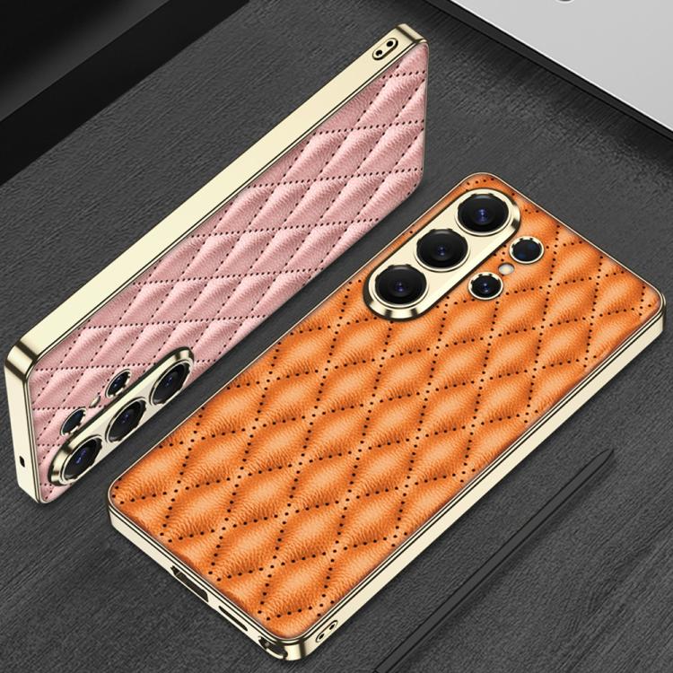 Custodia in pelle con texture a rombi per Samsung Galaxy S26 Ultra 5G