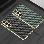 Custodia in pelle con texture a rombi per Samsung Galaxy S26 Ultra 5G