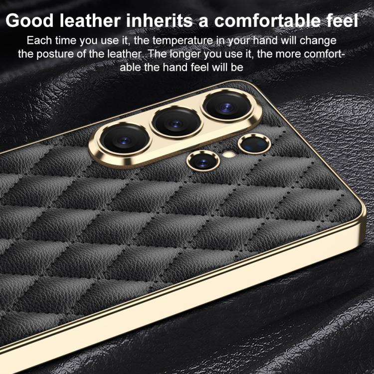 Custodia in pelle con texture a rombi per Samsung Galaxy S26 Ultra 5G