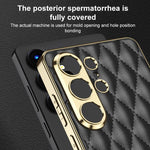 Custodia in pelle con texture a rombi per Samsung Galaxy S26 Ultra 5G