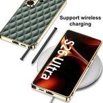 Custodia in pelle con texture a rombi per Samsung Galaxy S26 Ultra 5G