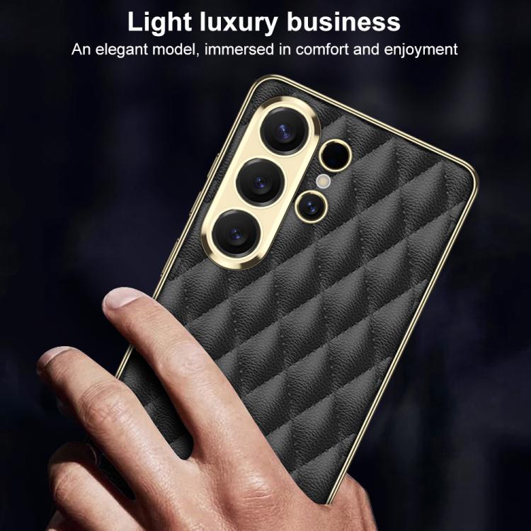 Custodia in pelle con texture a rombi per Samsung Galaxy S26 Ultra 5G