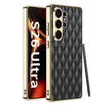 Custodia in pelle con texture a rombi per Samsung Galaxy S26 Ultra 5G
