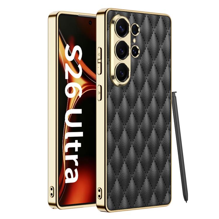 Custodia in pelle con texture a rombi per Samsung Galaxy S26 Ultra 5G