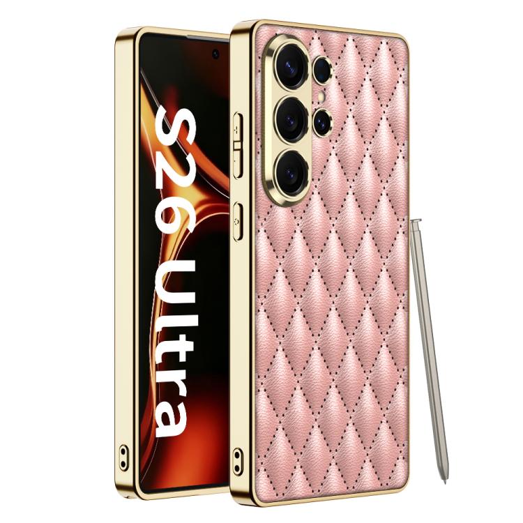 Custodia in pelle con texture a rombi per Samsung Galaxy S26 Ultra 5G