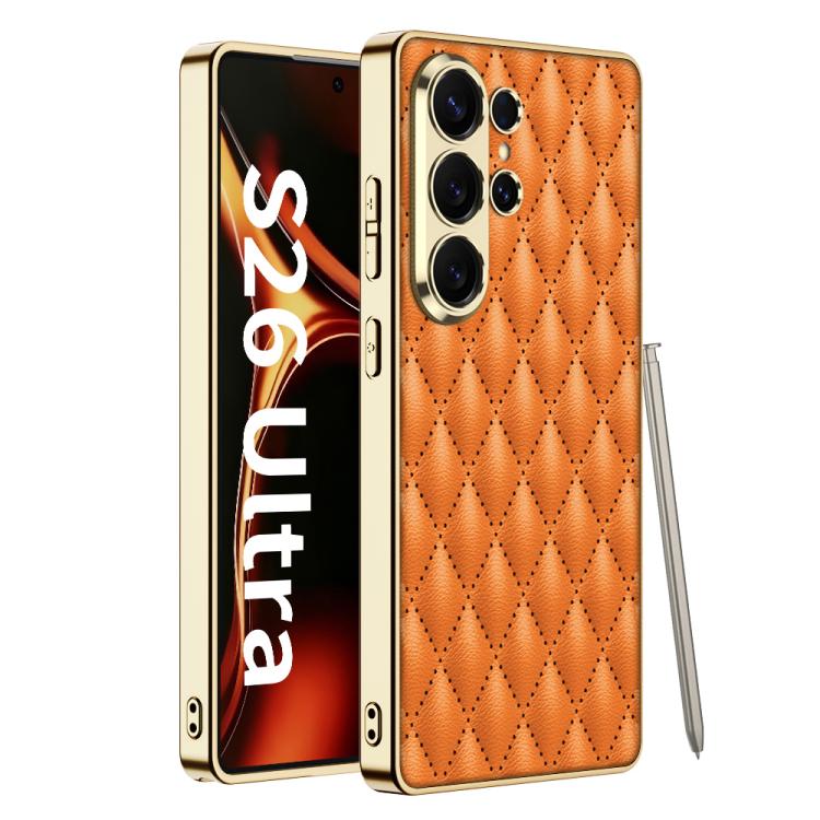 Custodia in pelle con texture a rombi per Samsung Galaxy S26 Ultra 5G