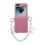 Custodia con cinturino da polso e ganci metallici per Samsung Galaxy Z Flip6/7
