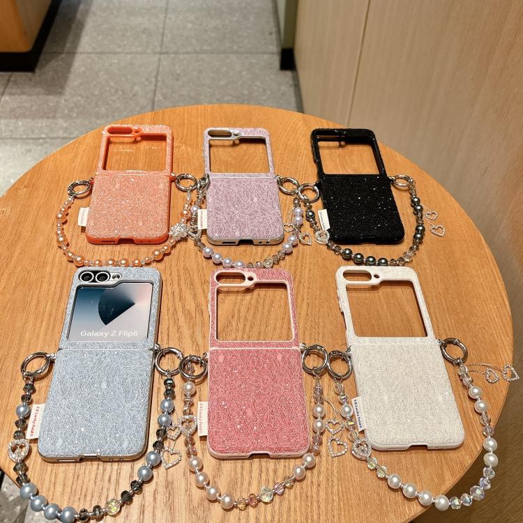 Custodia con cinturino da polso e ganci metallici per Samsung Galaxy Z Flip6/7