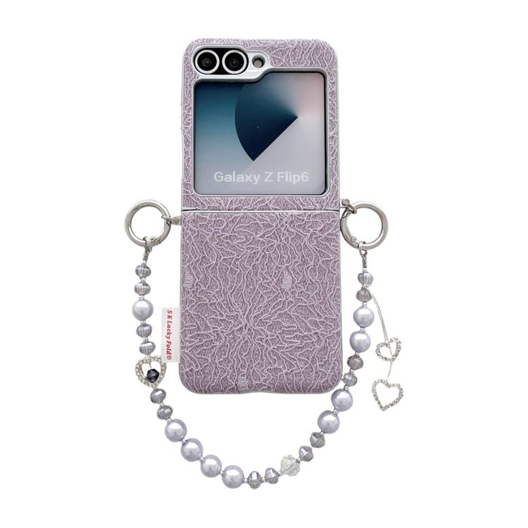 Custodia con cinturino da polso e ganci metallici per Samsung Galaxy Z Flip6/7