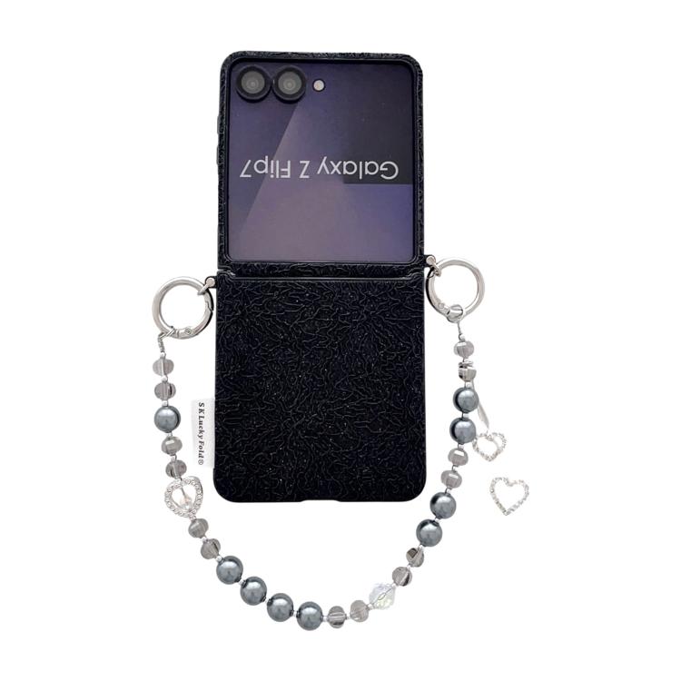 Custodia con cinturino da polso e ganci metallici per Samsung Galaxy Z Flip6/7