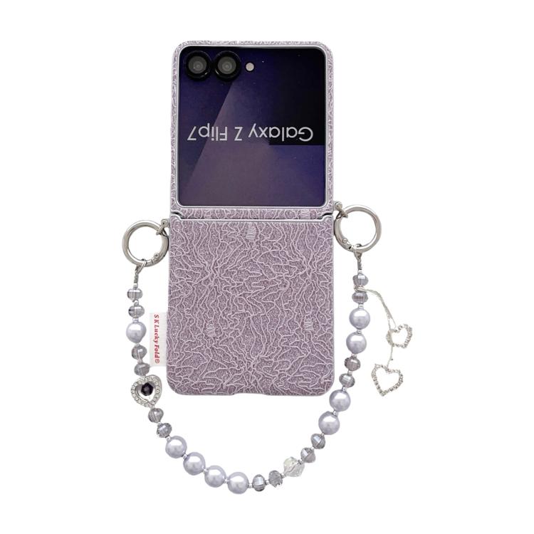 Custodia con cinturino da polso e ganci metallici per Samsung Galaxy Z Flip6/7