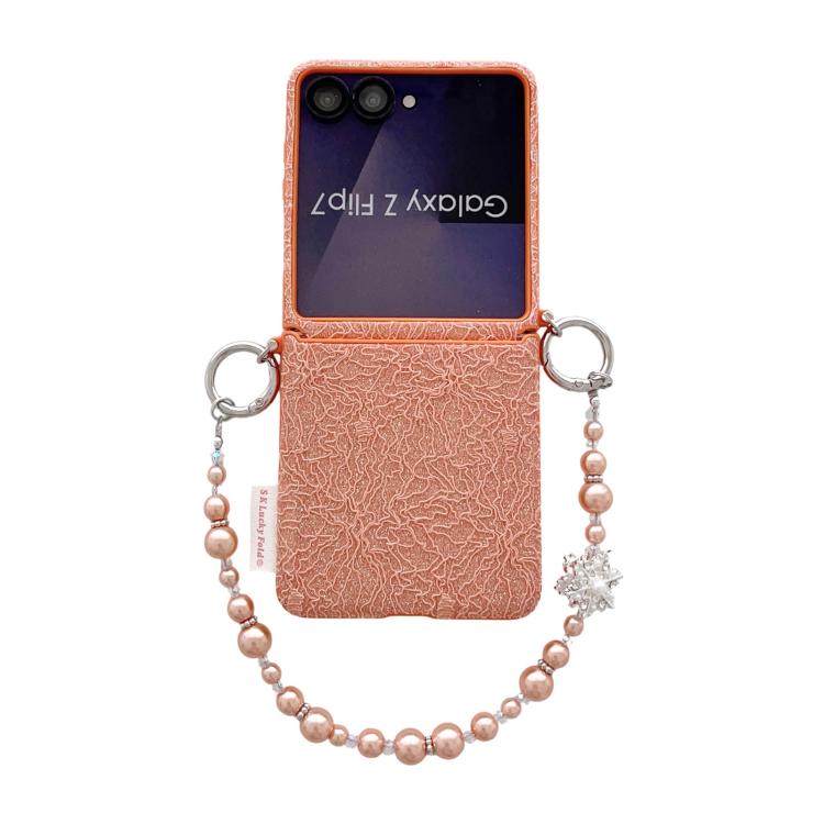 Custodia con cinturino da polso e ganci metallici per Samsung Galaxy Z Flip6/7