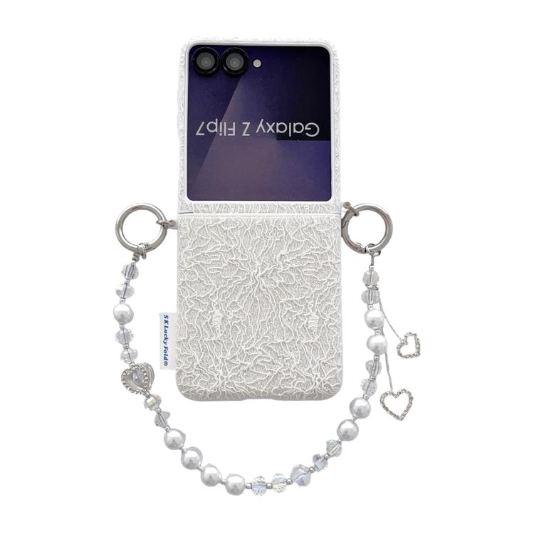 Custodia con cinturino da polso e ganci metallici per Samsung Galaxy Z Flip6/7