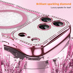 Custodia per telefono magnetica in TPU con glitter e cornice ondulata a forma di stella e diamante elettroplaccato., For iPhone 16 Pro, For iPhone 16