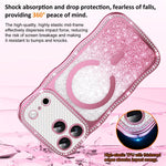 Custodia per telefono magnetica in TPU con glitter e cornice ondulata a forma di stella e diamante elettroplaccato., For iPhone 16 Pro, For iPhone 16