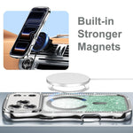 Custodia per telefono magnetica in TPU con glitter e cornice ondulata a forma di stella e diamante elettroplaccato., For iPhone 16 Pro, For iPhone 16