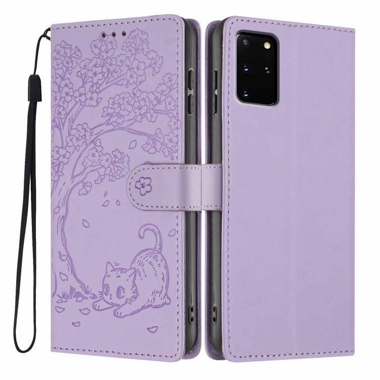 Custodia per telefono in ecopelle con stampa a rilievo di gatto per Samsung