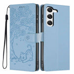 Custodia in ecopelle con stampa gatto per Samsung Galaxy S23 FE, Ultra e S23+ 5G