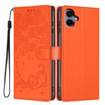 Custodia in ecopelle con stampa a rilievo di gatto per Samsung Galaxy M06 5G