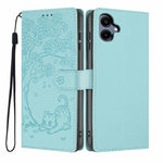 Custodia in ecopelle con stampa a rilievo di gatto per Samsung Galaxy M06 5G