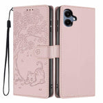 Custodia in ecopelle con stampa a rilievo di gatto per Samsung Galaxy M06 5G