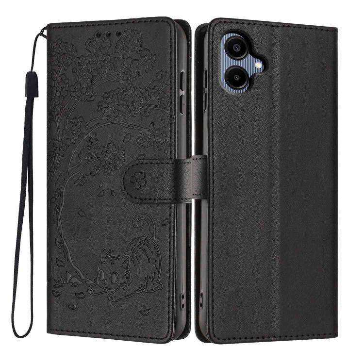 Custodia in ecopelle con stampa a rilievo di gatto per Samsung Galaxy M06 5G