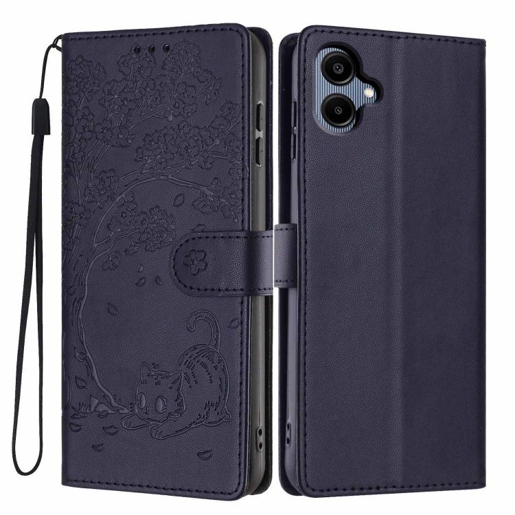 Custodia in ecopelle con stampa a rilievo di gatto per Samsung Galaxy M06 5G