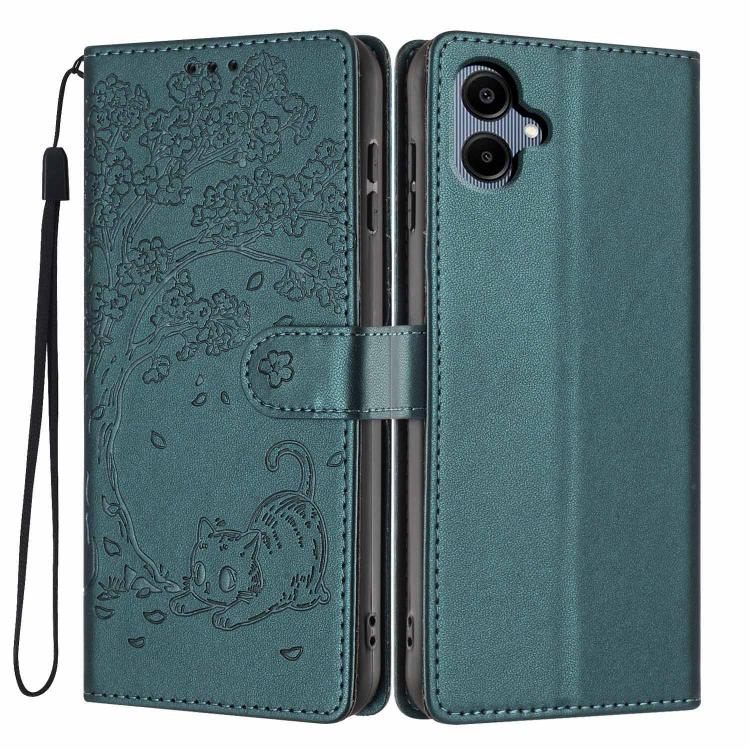 Custodia in ecopelle con stampa a rilievo di gatto per Samsung Galaxy M06 5G