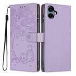 Custodia in ecopelle con stampa a rilievo di gatto per Samsung Galaxy M06 5G