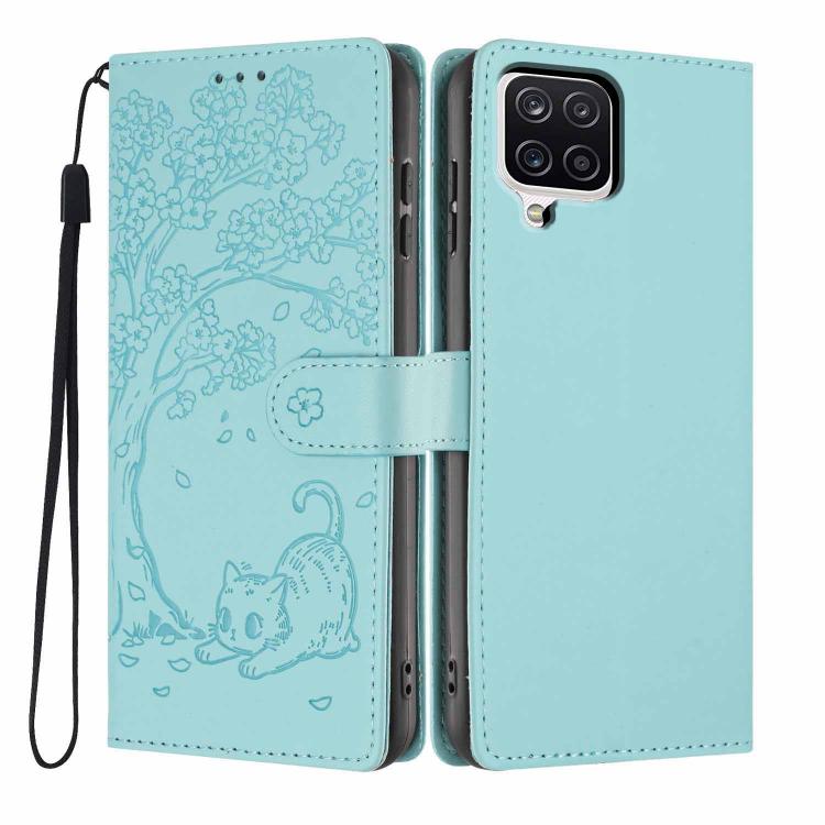 Custodia in ecopelle con stampa a rilievo di gatto per Samsung Galaxy M06 5G