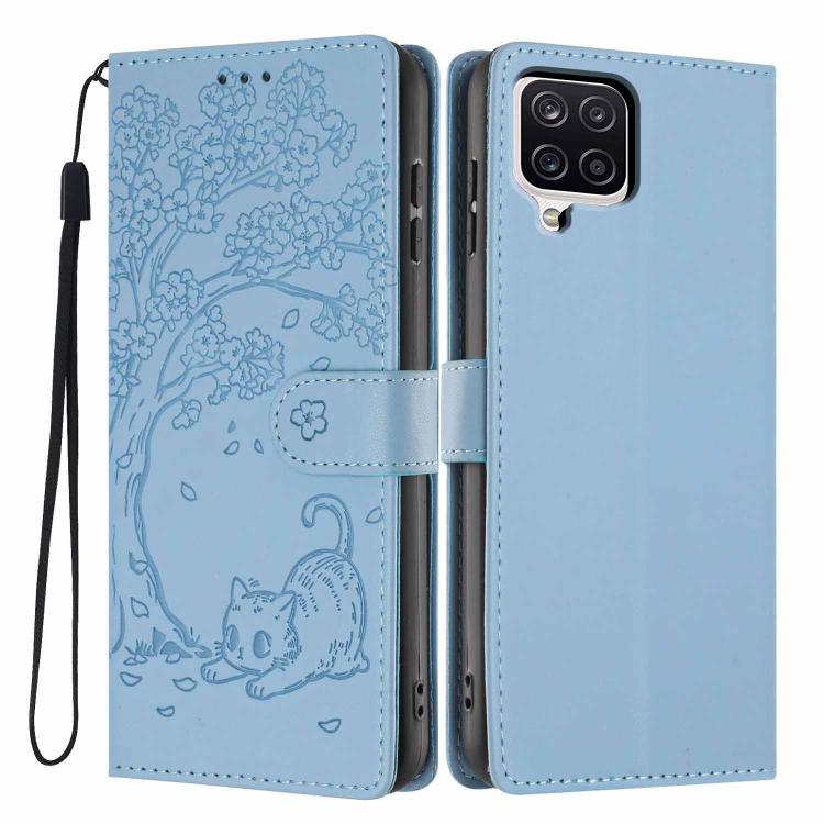 Custodia in ecopelle con stampa a rilievo di gatto per Samsung Galaxy M06 5G