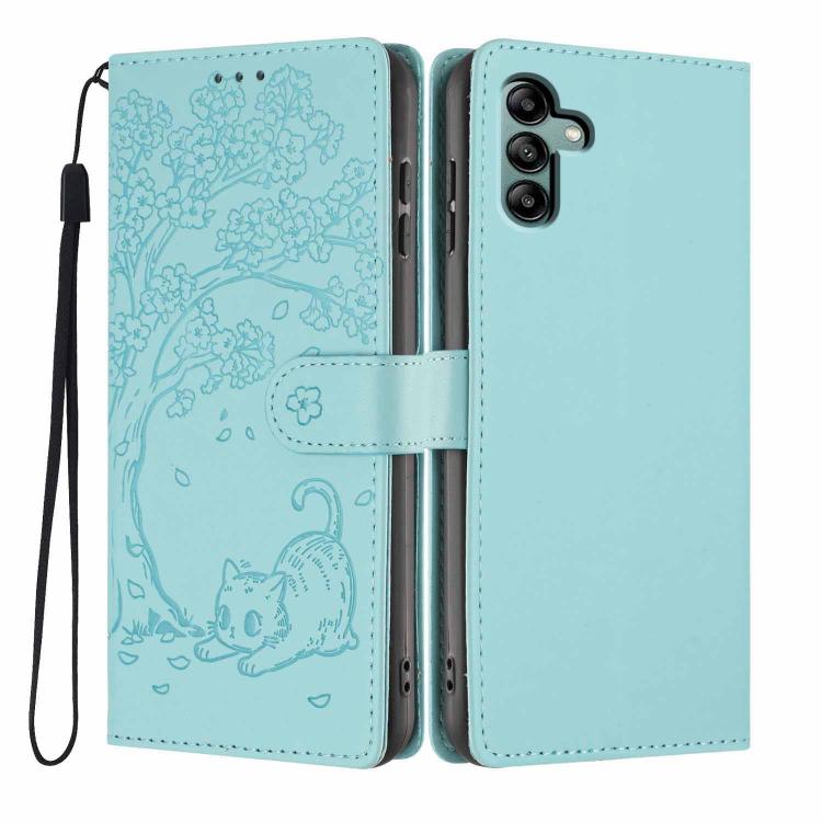 Custodia ecopelle con stampa gatto per Samsung Galaxy A13 5G, A53 5G e A73 5G